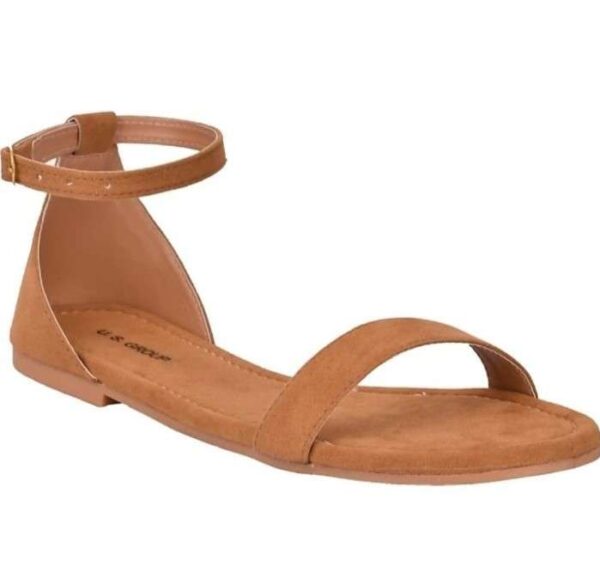 Generic Women's Patent Leather Flat Sandals (Color:Beige, Material:Patent Leather)