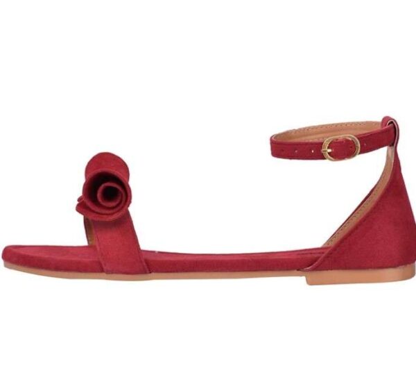 Women's Patent Leather Flat Sandals (Color:Red, Material:Patent Leather)