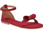 Women's Patent Leather Flat Sandals (Color:Red, Material:Patent Leather)
