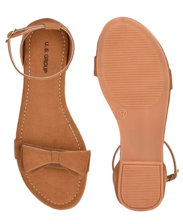 Women's Patent Leather Flat Sandals (Color:Beige, Material:Patent Leather)