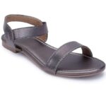 Generic Women's Patent Leather Flat Sandals (Color:Grey, Material:Patent Leather)
