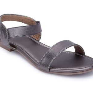 Generic Women's Patent Leather Flat Sandals (Color:Grey, Material:Patent Leather)