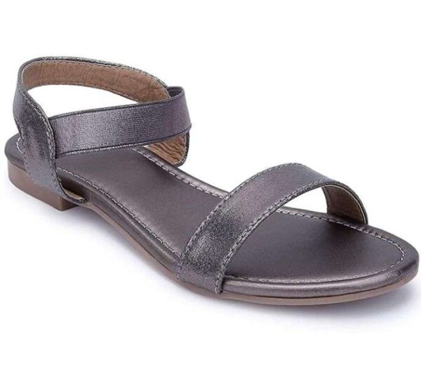 Generic Women's Patent Leather Flat Sandals (Color:Grey, Material:Patent Leather)