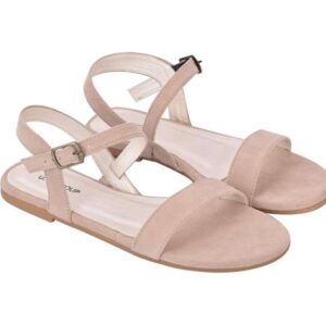 Women's Patent Leather Flat Sandals (Color:Cream, Material:Patent Leather)
