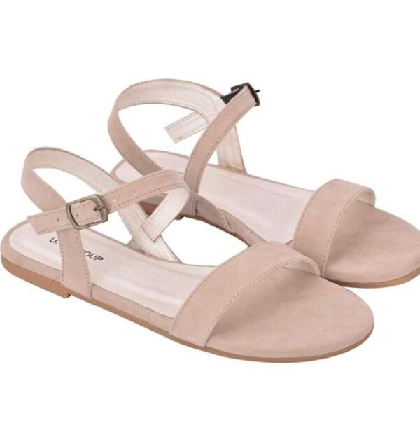 Women's Patent Leather Flat Sandals (Color:Cream, Material:Patent Leather)