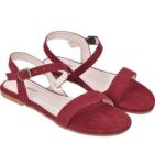 Generic Women's Patent Leather Flat Sandals (Color:Red, Material:Patent Leather)