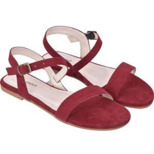 Generic Women's Patent Leather Flat Sandals (Color:Red, Material:Patent Leather)