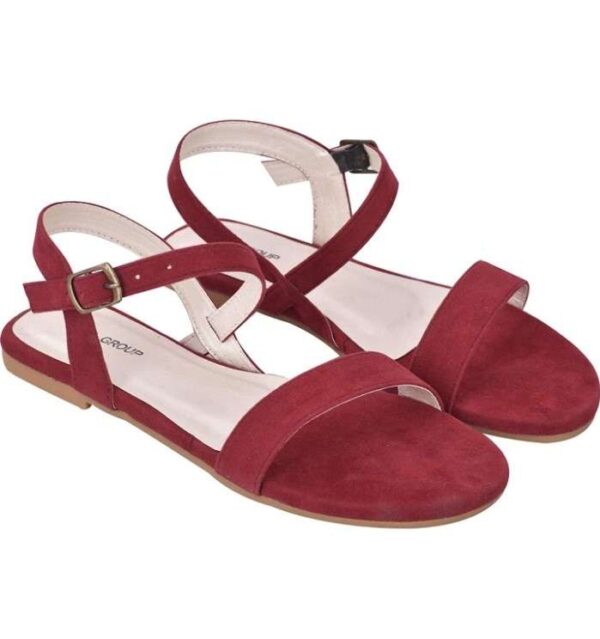 Generic Women's Patent Leather Flat Sandals (Color:Red, Material:Patent Leather)