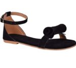 Women's Patent Leather Flat Sandals (Color:Black, Material:Patent Leather)