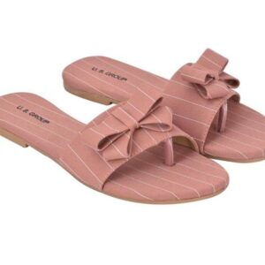 Women's Patent Leather Flat Sandals (Color:Peach, Material:Patent Leather)