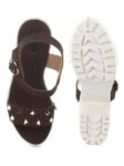 Women's Patent Leather Heel Sandals (Color:Brown, Material:Patent Leather)