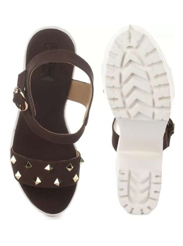 Women's Patent Leather Heel Sandals (Color:Brown, Material:Patent Leather)