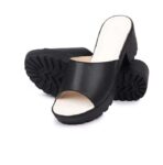 Women's Patent Leather Heel Sandals (Color:Black, Material:Patent Leather)