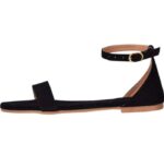 Generic Women's Patent Leather Flat Sandals (Color:Black, Material:Patent Leather)