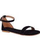 Generic Women's Patent Leather Flat Sandals (Color:Black, Material:Patent Leather)