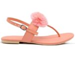 Generic Women's Patent Leather Flat Sandals (Color:Peach, Material:Patent Leather)