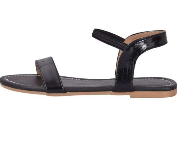 Generic Women's Patent Leather Flat Sandals (Color:Black, Material:Patent Leather)