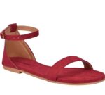 Generic Women's Patent Leather Flat Sandals (Color:Red, Material:Patent Leather)