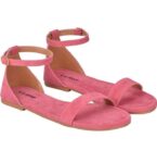 Generic Women's Patent Leather Flat Sandals (Color:Pink, Material:Patent Leather)