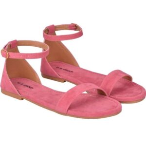 Generic Women's Patent Leather Flat Sandals (Color:Pink, Material:Patent Leather)