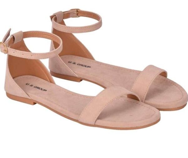 Generic Women's Patent Leather Flat Sandals (Color:Cream, Material:Patent Leather)
