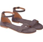 Generic Women's Patent Leather Flat Sandals (Color:Grey, Material:Patent Leather)