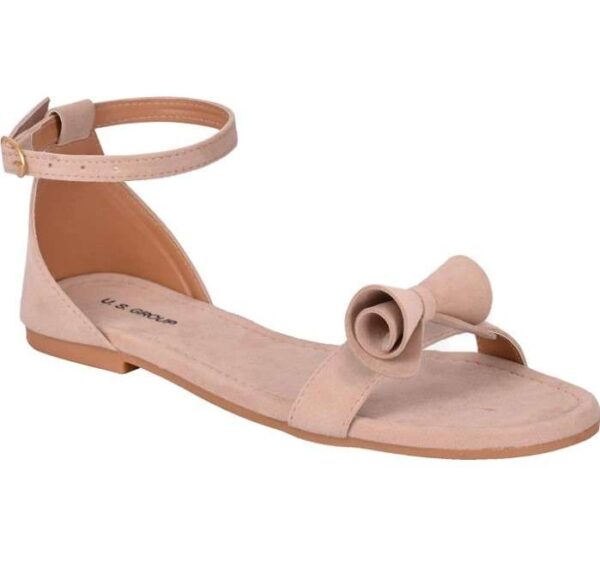 Women's Patent Leather Flat Sandals (Color:Cream, Material:Patent Leather)