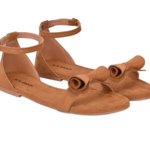 Women's Patent Leather Flat Sandals (Color:Beige, Material:Patent Leather)
