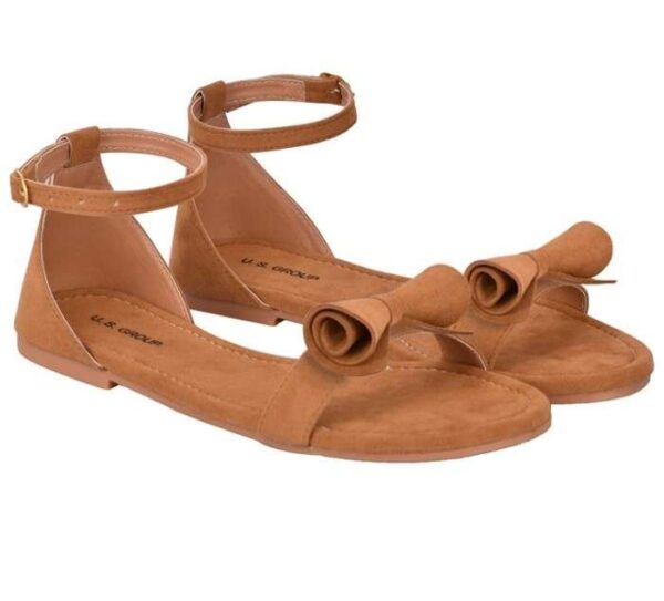 Women's Patent Leather Flat Sandals (Color:Beige, Material:Patent Leather)