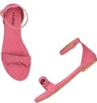 Women's Patent Leather Flat Sandals (Color:Pink, Material:Patent Leather)