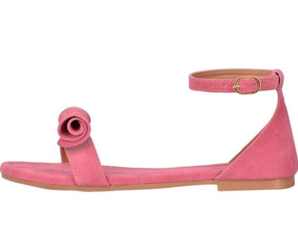 Women's Patent Leather Flat Sandals (Color:Pink, Material:Patent Leather)