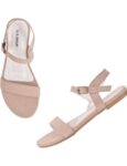 Women's Patent Leather Flat Sandals (Color:Cream, Material:Patent Leather)