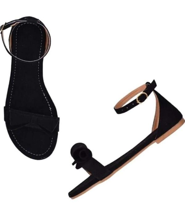 Women's Patent Leather Flat Sandals (Color:Black, Material:Patent Leather)