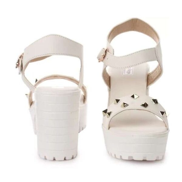 Women's Patent Leather Heel Sandals (Color:White, Material:Patent Leather)