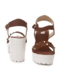 Women's Patent Leather Heel Sandals (Color:Rust, Material:Patent Leather)