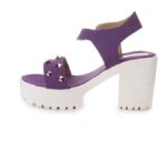 Women's Patent Leather Heel Sandals (Color:Purple, Material:Patent Leather)