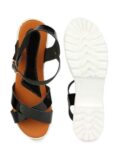 Women's Patent Leather Heel Sandals (Color:Black, Material:Patent Leather)