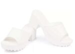 Women's Patent Leather Heel Sandals (Color:White, Material:Patent Leather)