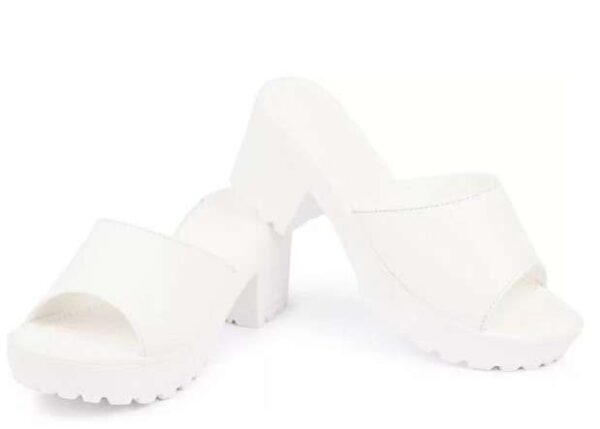 Women's Patent Leather Heel Sandals (Color:White, Material:Patent Leather)