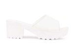 Women's Patent Leather Heel Sandals (Color:White, Material:Patent Leather)