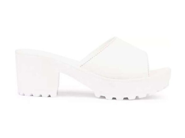 Women's Patent Leather Heel Sandals (Color:White, Material:Patent Leather)