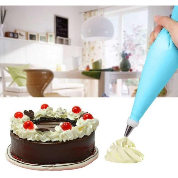 Generic Pack Of 3_Cake Decorating Nozzle with Piping Bag Stainless Steel Piping Cream Frosting Nozzles (Color: Assorted)