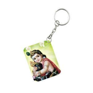 Generic Pack Of 3_ Bala Murugan Lingam One Side Printed Rectangle Designer Keychain (Green)