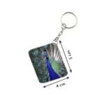 Generic Pack Of 3_ Peacock One Side Printed Rectangle Designer Keychain (Multi Color)