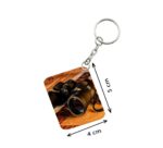 Generic Pack Of 3_ Binoculars One Side Printed Rectangle Designer Keychain (Black)