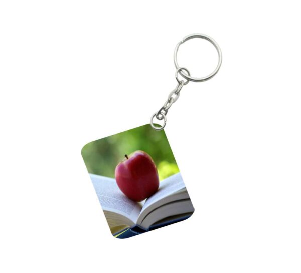 Generic Pack Of 3_ Apple One Side Printed Rectangle Designer Keychain (Red)