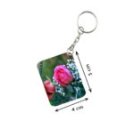 Generic Pack Of 3_ Pink Rose One Side Printed Rectangle Designer Keychain (Pink)