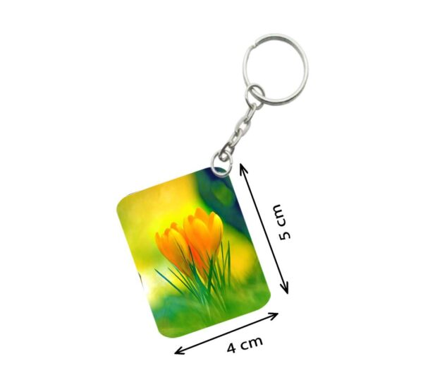 Generic Pack Of 3_ Yellow Flower One Side Printed Rectangle Designer Keychain (Yellow)