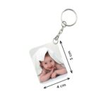 Generic Pack Of 3_ Baby With Smile One Side Printed Rectangle Designer Keychain (White)
