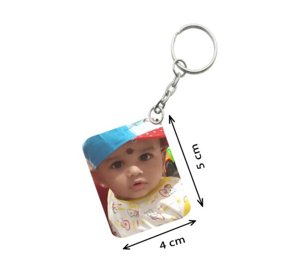 Generic Pack Of 3_ Baby With Cap One Side Printed Rectangle Designer Keychain (Yellow)